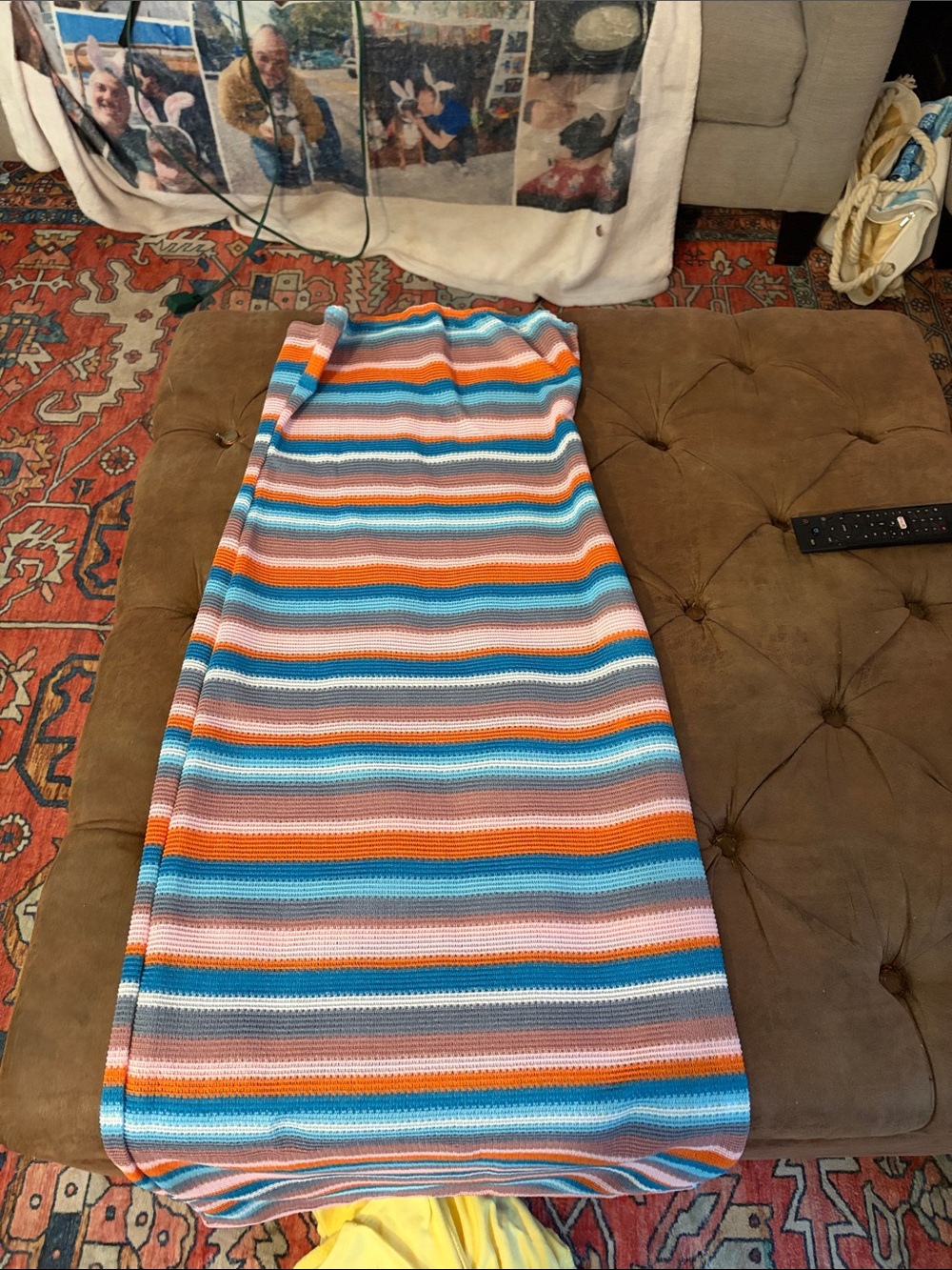 Striped Multicolor Knit Maxi Dress - Women's Blue & Orange Stripe